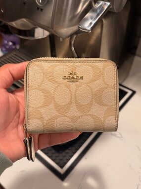 Coach Small Signature Canvas Double Zip Wallet